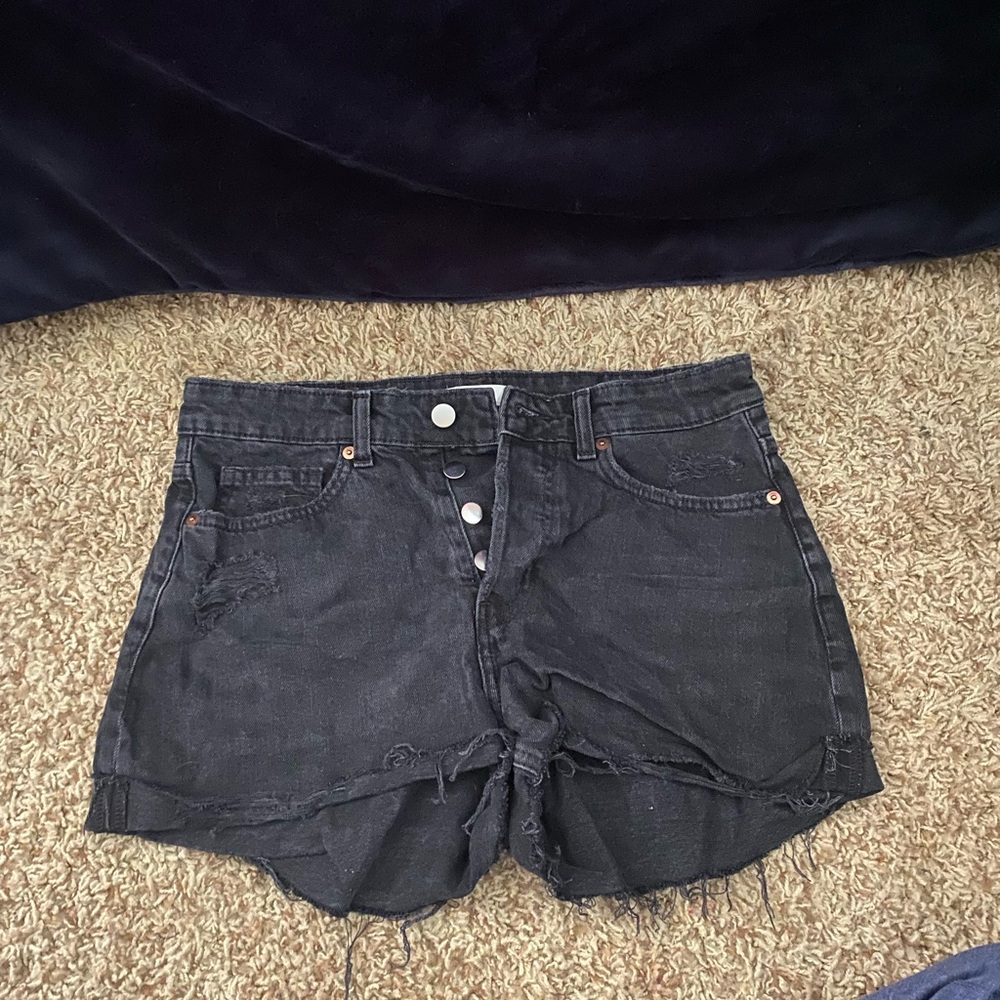 H&M Black Distressed Jean Shorts